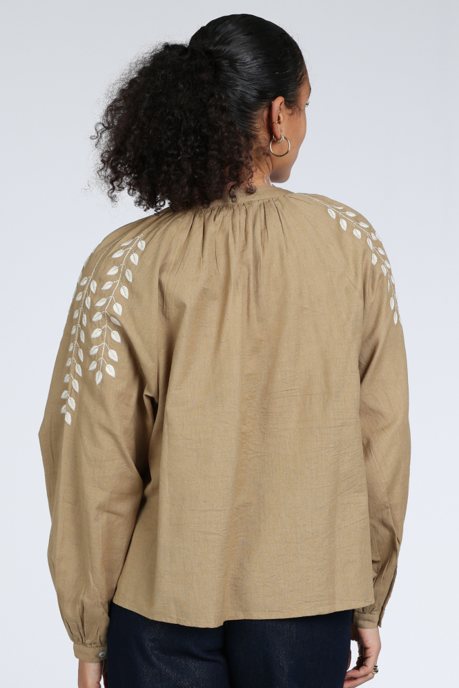 Summum 2s3449-12439 Blouse lange mouw Bruin