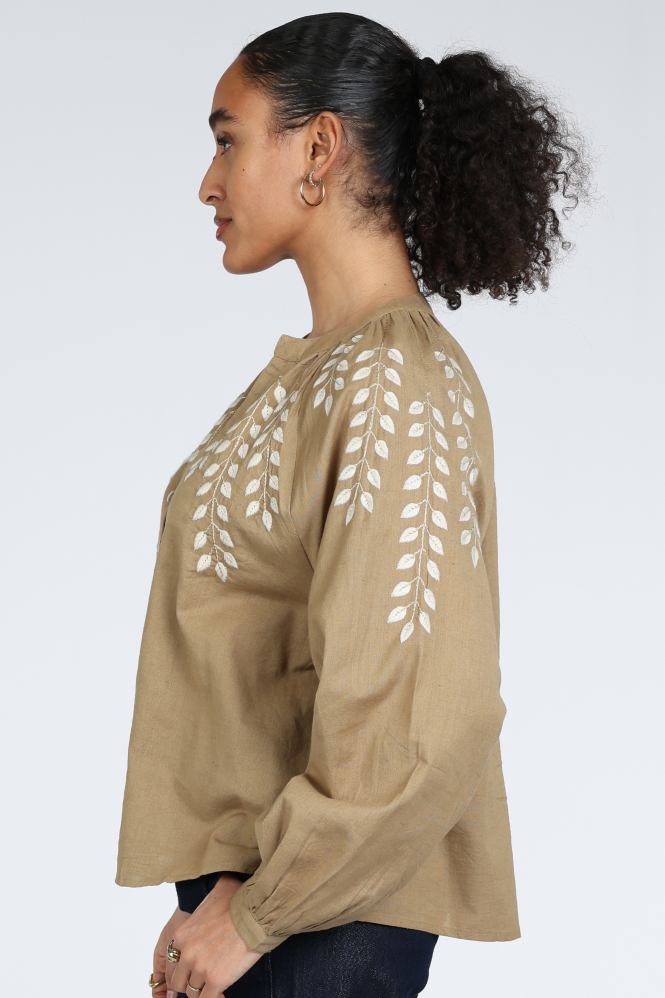 Summum 2s3449-12439 Blouse lange mouw Bruin