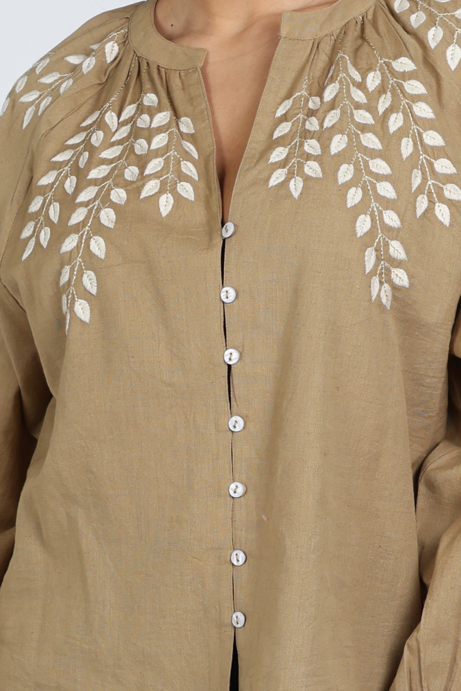 Summum 2s3449-12439 Blouse lange mouw Bruin