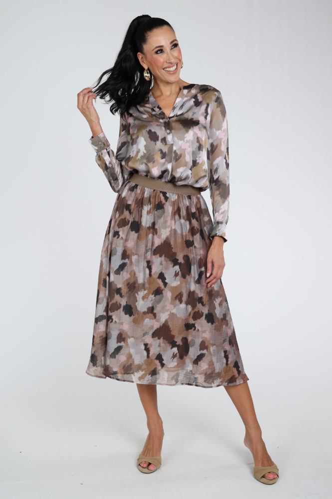 Catnoir 263-2675-2 Blouse lange mouw Bruin