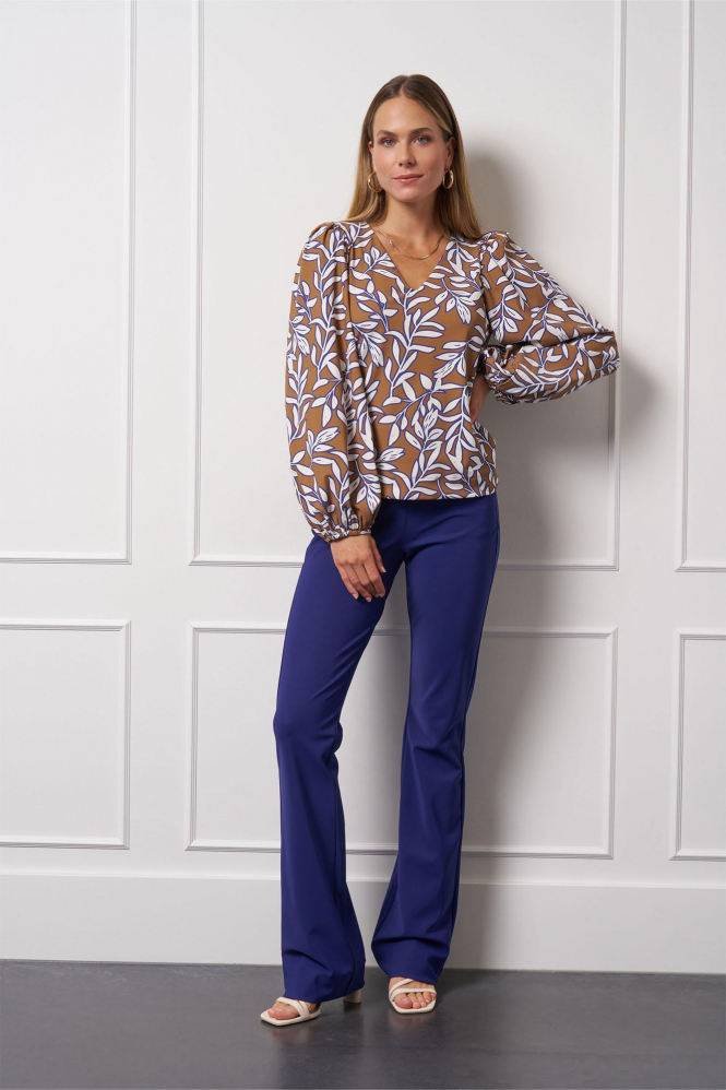 L.O.E.S. by Studio Anneloes Les leaves top  Blouse lange mouw Bruin