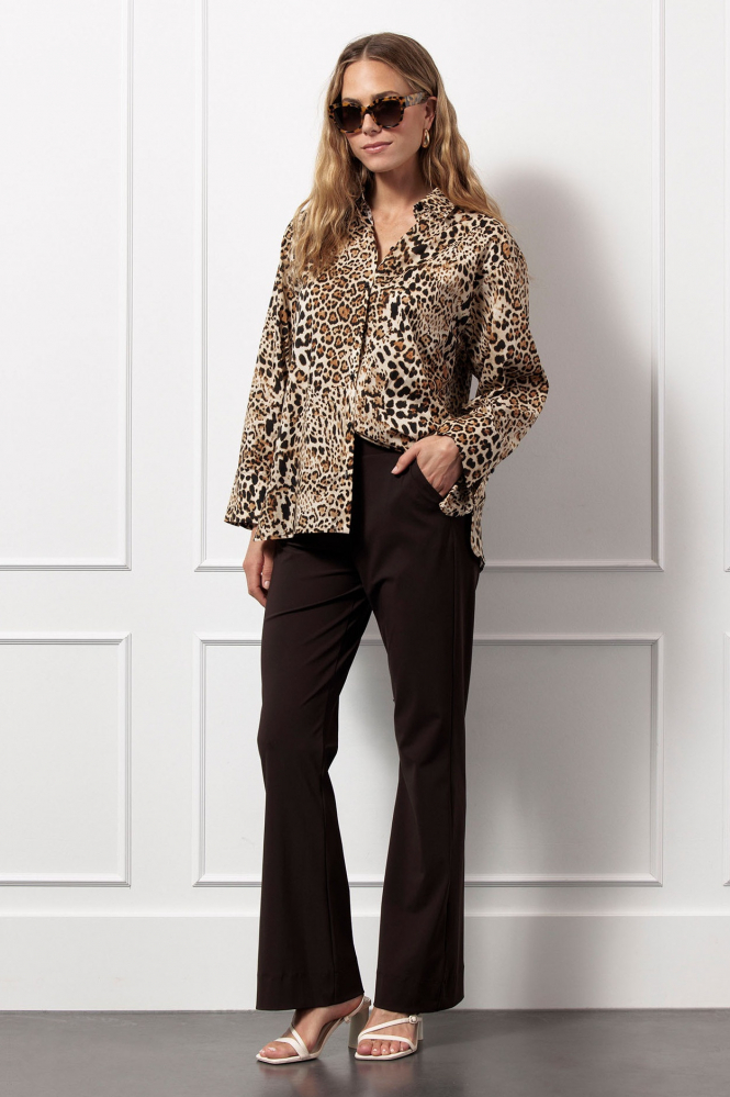 Studio Anneloes Bernou animal blouse Blouse lange mouw Bruin