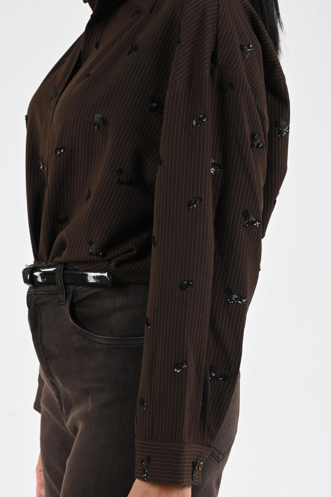 Nukus NKF02070 Blouse lange mouw Bruin