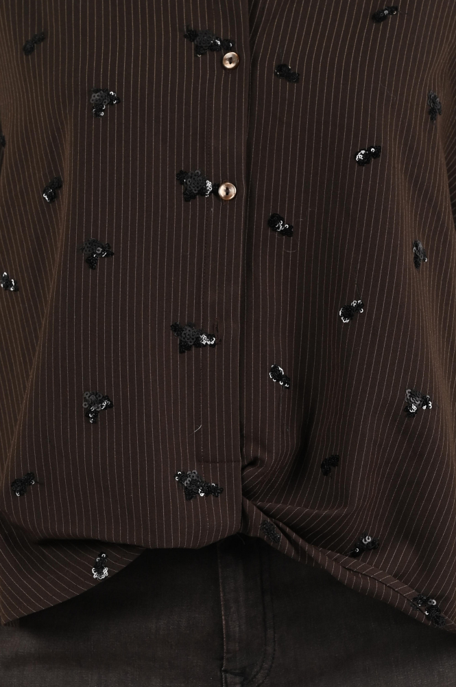 Nukus NKF02070 Blouse lange mouw Bruin