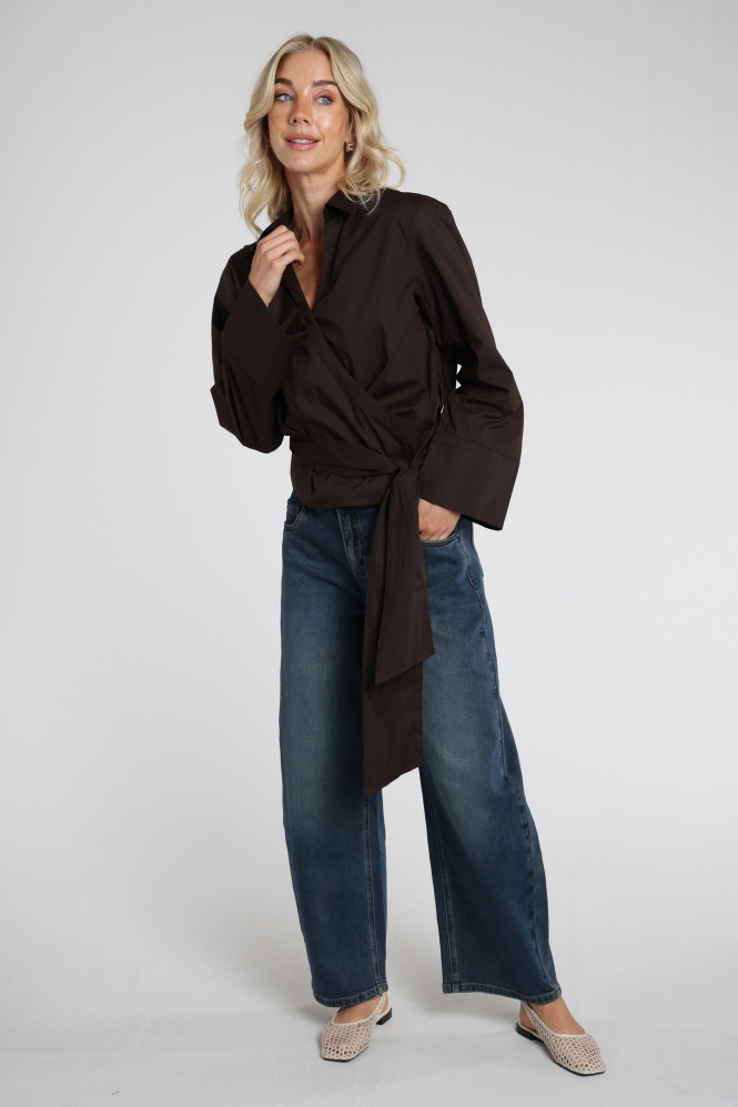 Summum 2s3517-12119 Blouse lange mouw Bruin