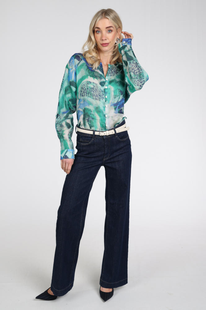 Atelier Maillet DH6st051 Blouse lange mouw Groen