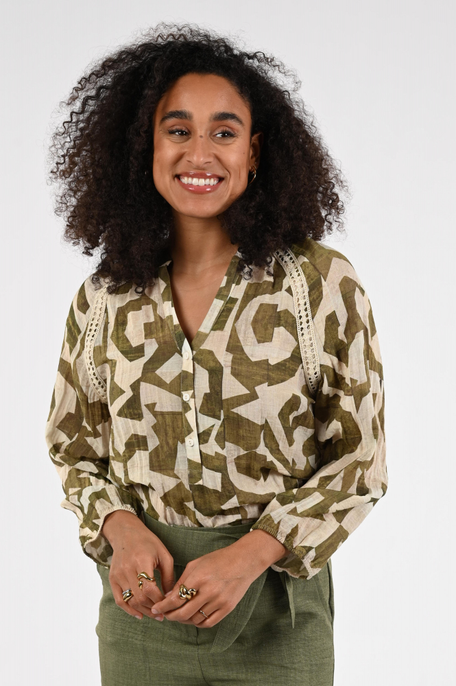 Geisha 63241-20 Blouse lange mouw Groen