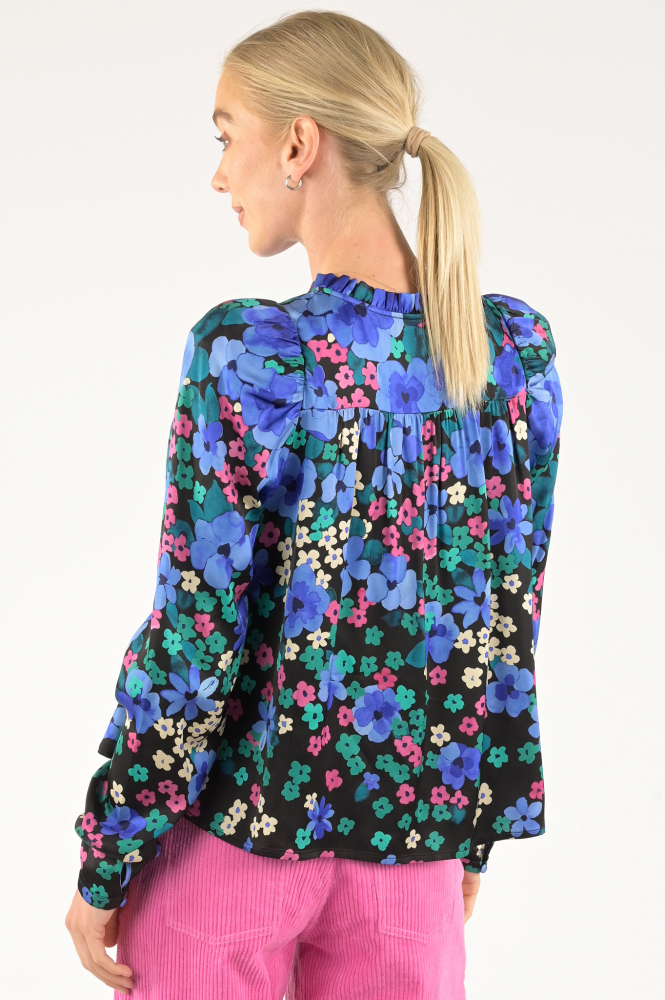 Fabienne Chapot CLT-263-TOP-AW23 Blouse lange mouw Blauw