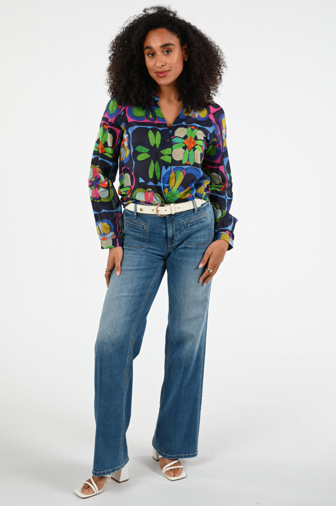 Geisha 53233-20 Blouse lange mouw Blauw