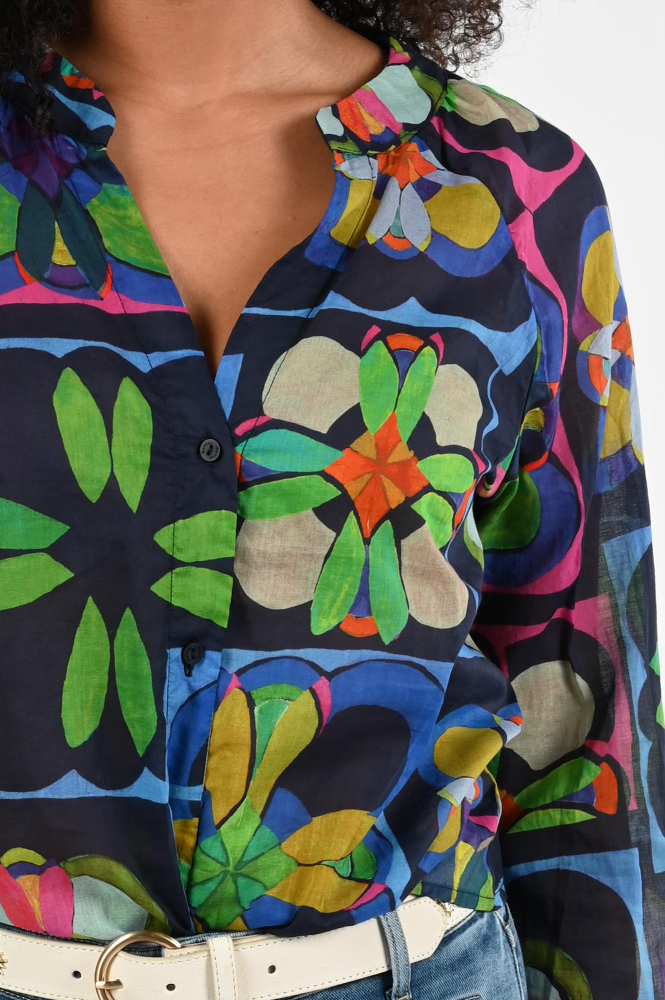 Geisha 53233-20 Blouse lange mouw Blauw