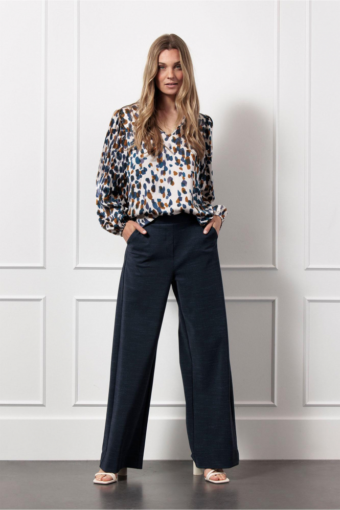 Studio Anneloes Kylie satin top  Blouse lange mouw Blauw