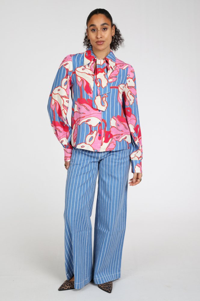 Pom Amsterdam SP9500 Blouse lange mouw Blauw