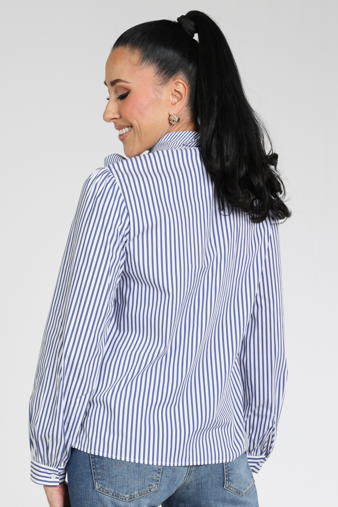 Oui 100415 Blouse lange mouw Blauw