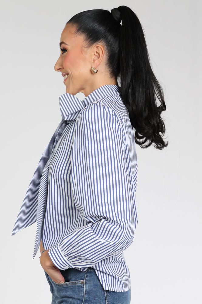 Oui 100415 Blouse lange mouw Blauw
