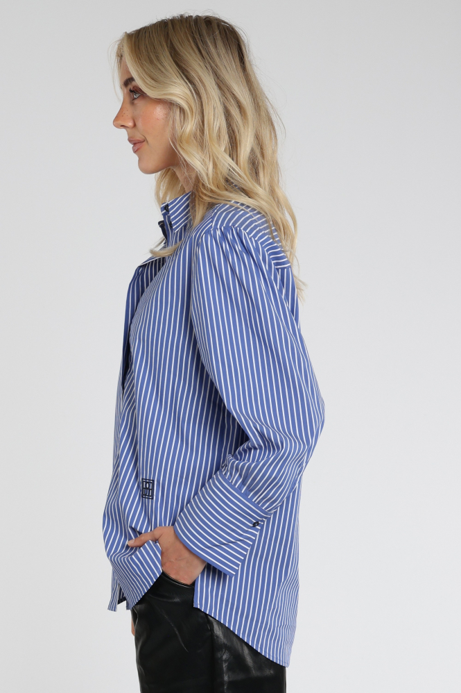 Oui 99200 Blouse lange mouw Blauw