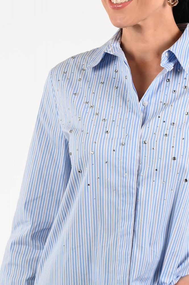 Oui 94234 Blouse lange mouw Blauw