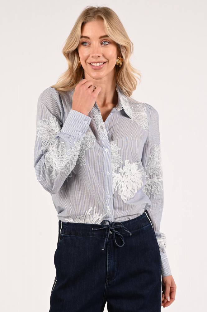 Geisha 63143-21 Blouse lange mouw Blauw