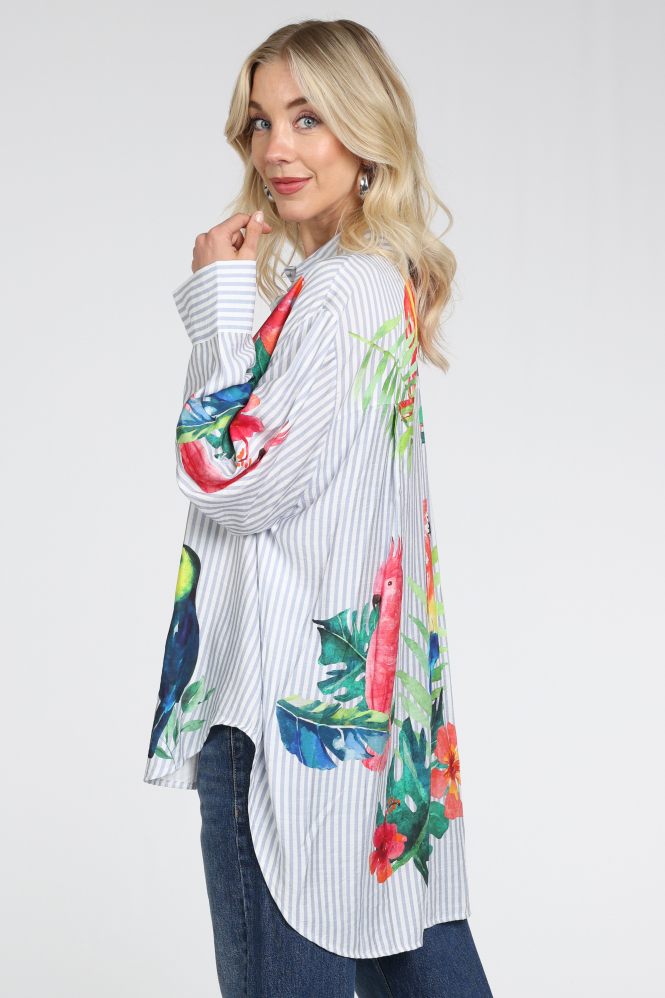 Geisha 63162-70 Blouse lange mouw Blauw