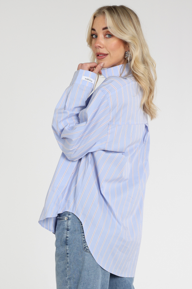 Penn & Ink S26Z831 Blouse lange mouw Blauw