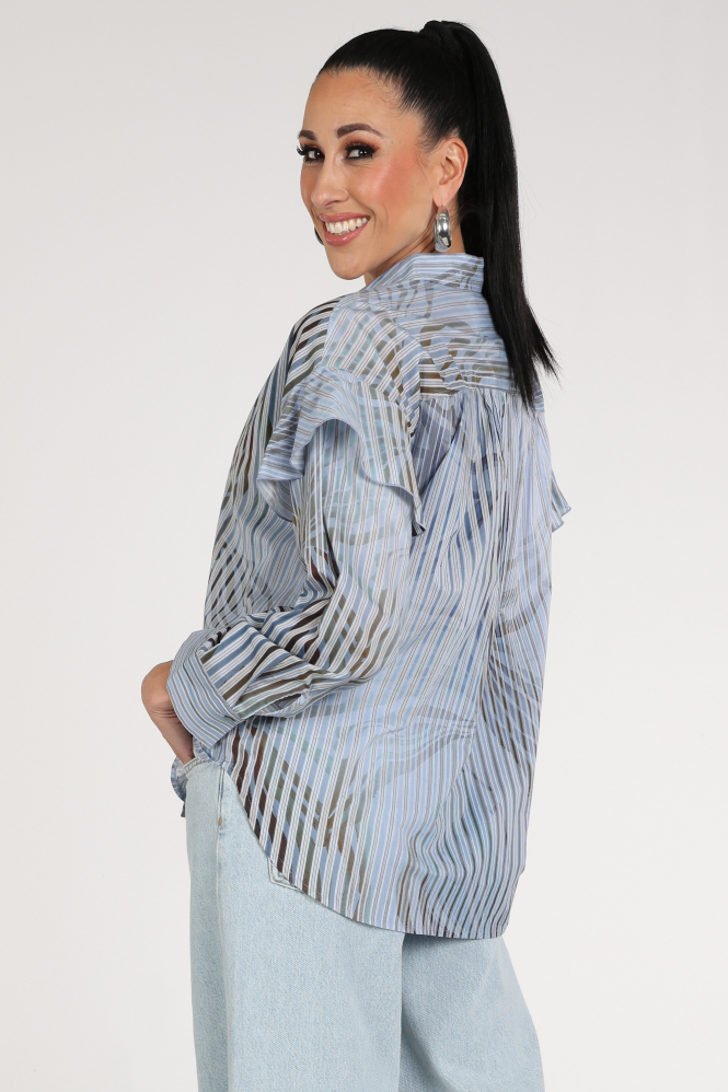 Summum 2s3429-12367 Blouse lange mouw Blauw