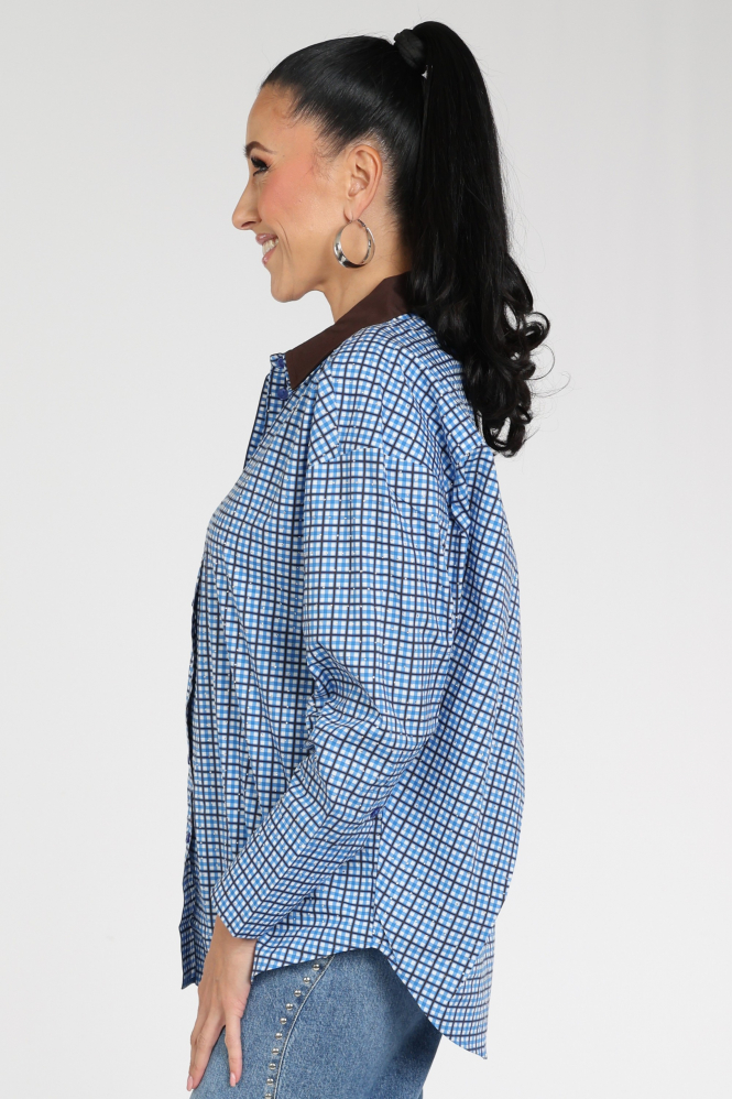 Pom Amsterdam SP9709 Beau Blouse lange mouw Blauw