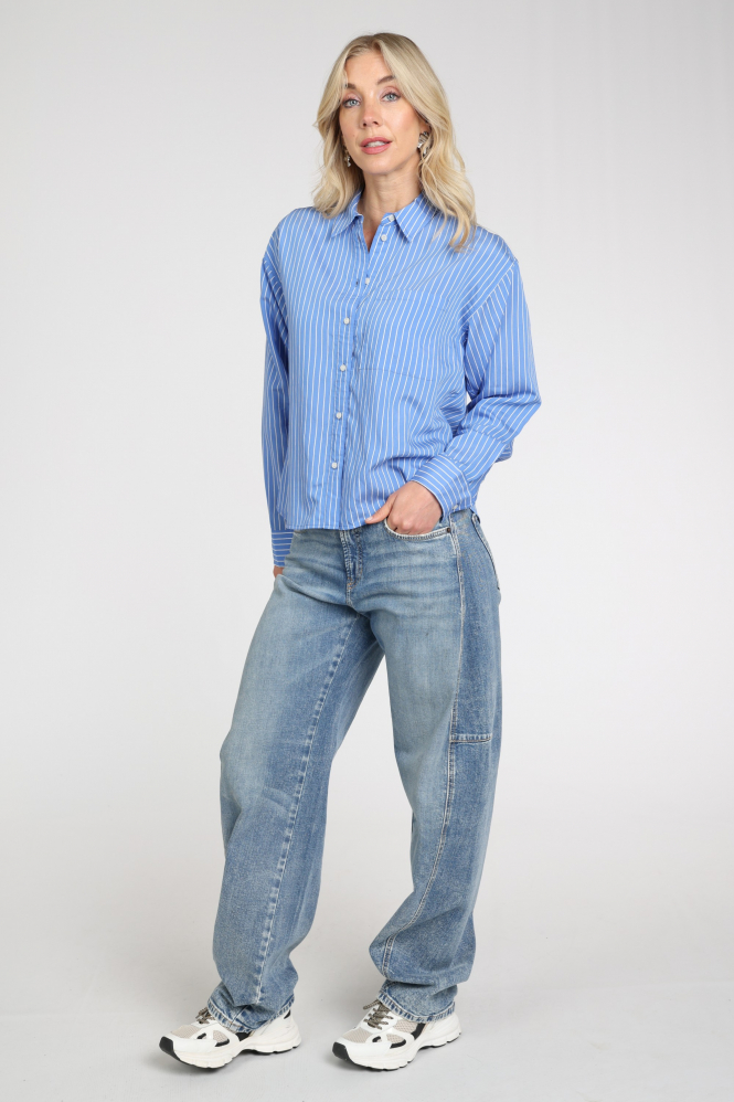 By-Bar 26412040 Lise Blouse lange mouw Blauw