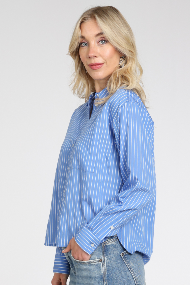 By-Bar 26412040 Lise Blouse lange mouw Blauw