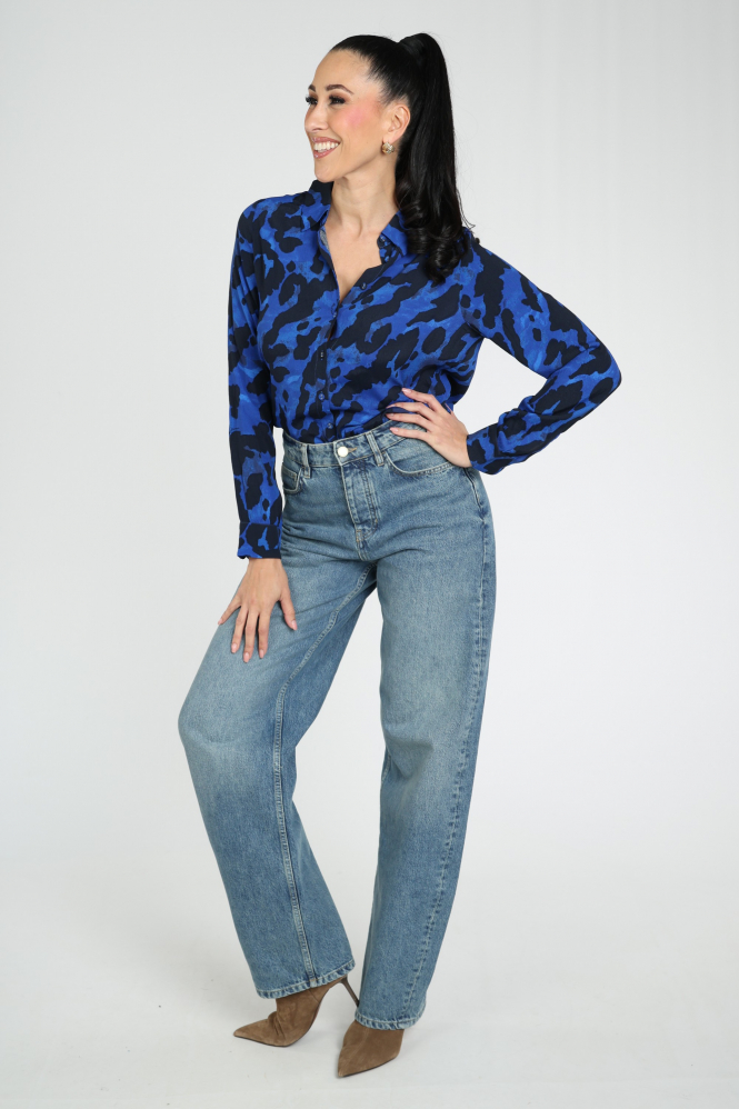 Pom Amsterdam SP9790 Mila Blouse lange mouw Blauw