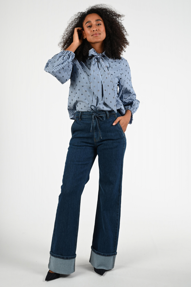 Co'couture Trixie dot bow Blouse lange mouw Blauw