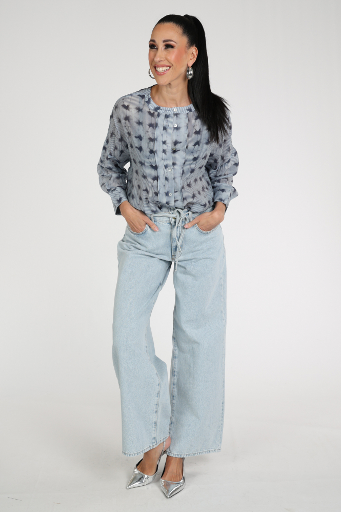 Summum 2s3463-12368 Blouse lange mouw Blauw