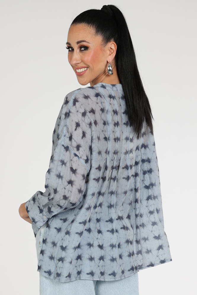 Summum 2s3463-12368 Blouse lange mouw Blauw