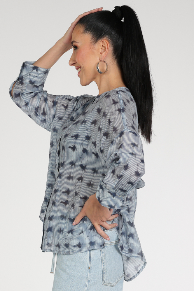 Summum 2s3463-12368 Blouse lange mouw Blauw