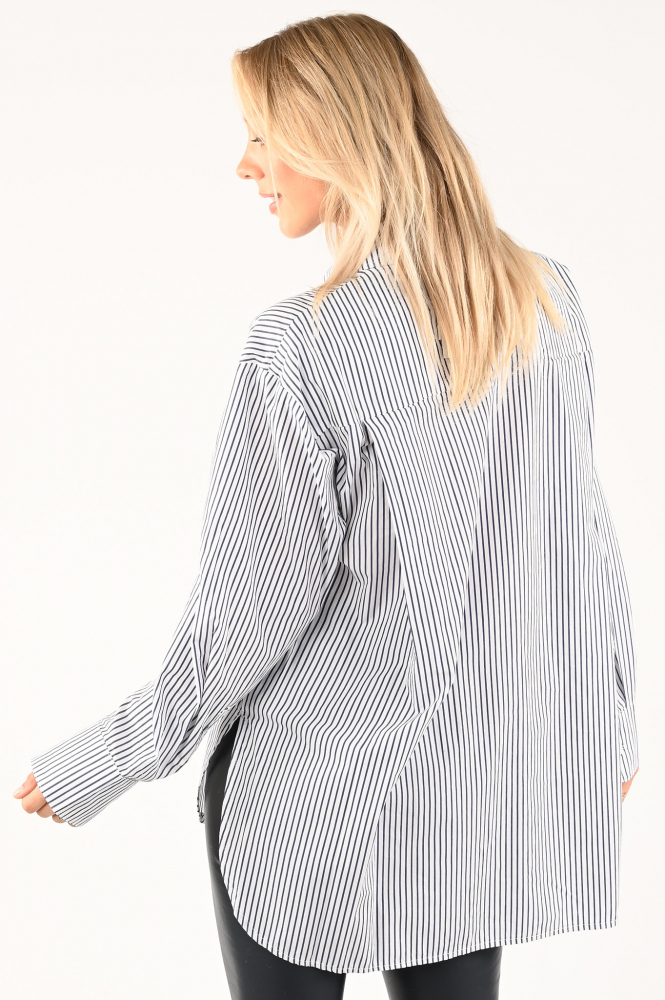 Penn & Ink W23Z602 Blouse lange mouw Blauw