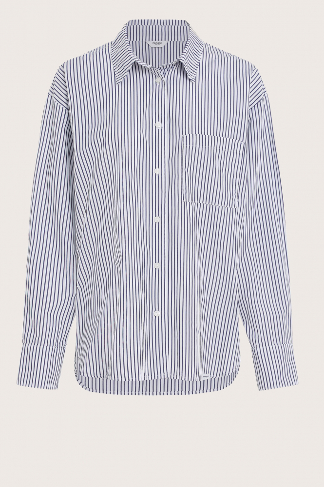 Penn & Ink W23Z602 Blouse lange mouw Blauw