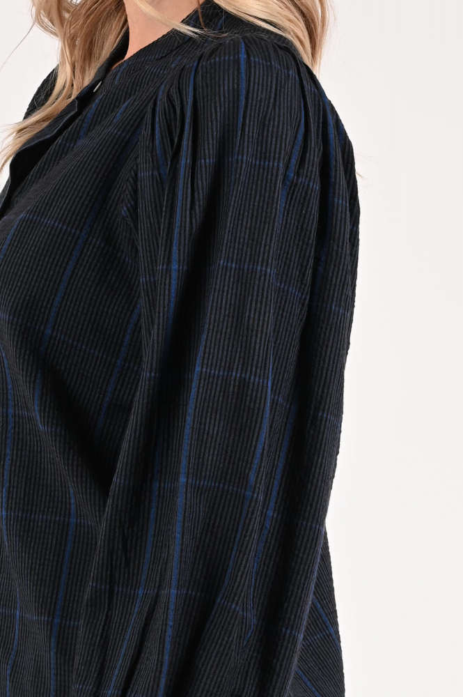 By-Bar Rikki check Blouse lange mouw Blauw