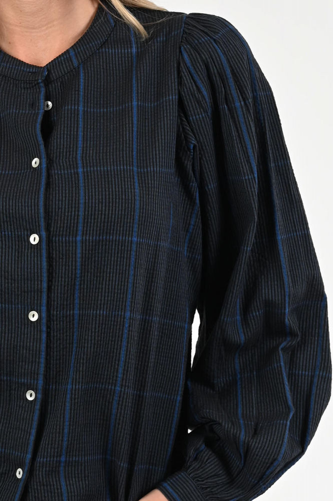 By-Bar Rikki check Blouse lange mouw Blauw