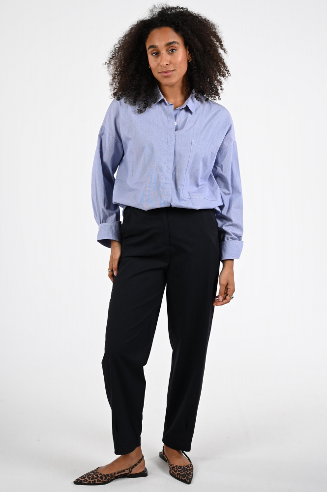Penn & Ink W25Z793 Blouse lange mouw Blauw