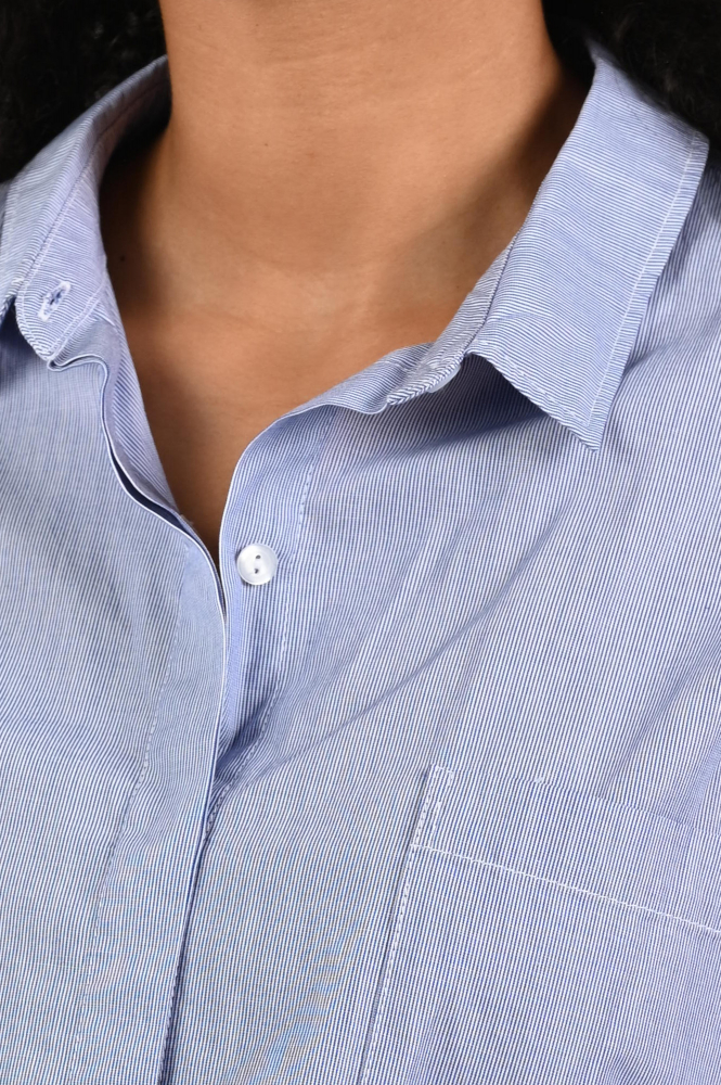 Penn & Ink W25Z793 Blouse lange mouw Blauw