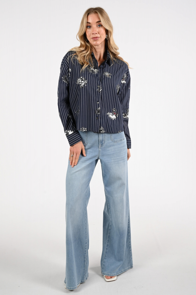 Nukus NKS02151 Blouse lange mouw Blauw