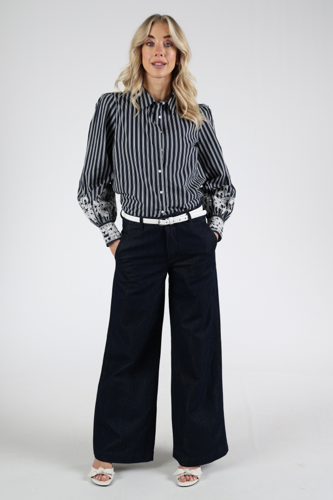 Monari 410344 Blouse lange mouw Blauw