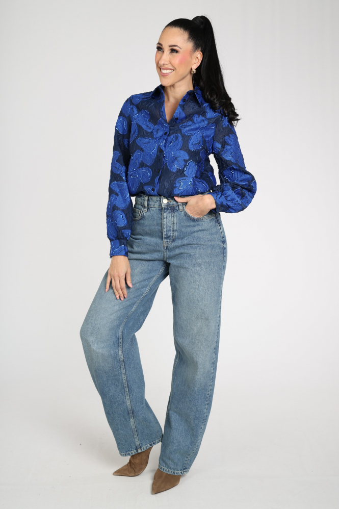 Pom Amsterdam SP9791 Jade Blouse lange mouw Blauw
