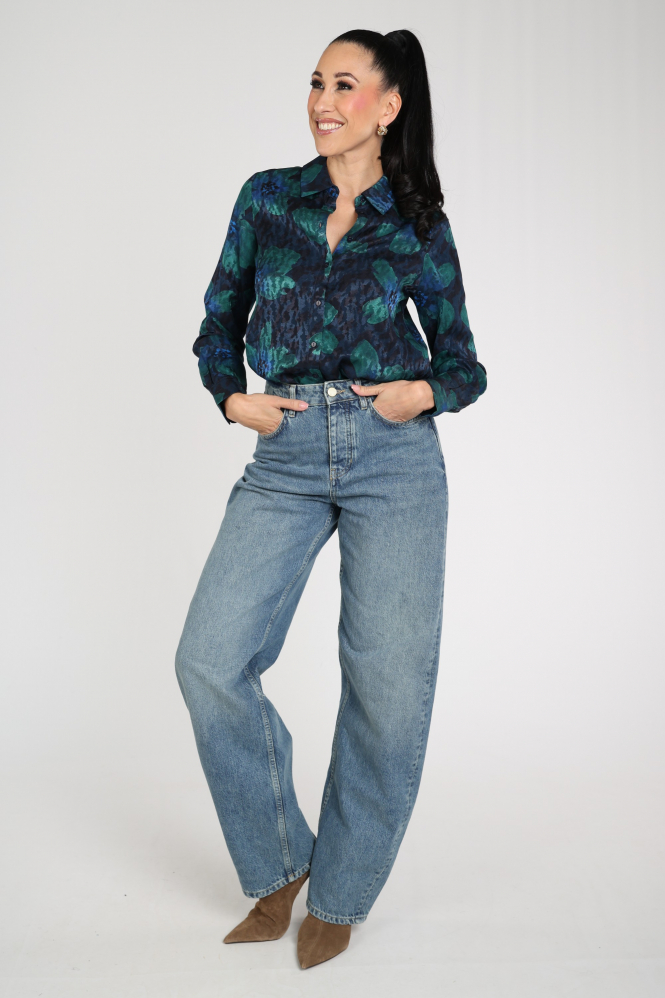 Pom Amsterdam SP9794 Mila Blouse lange mouw Blauw