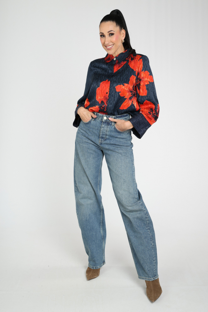 Pom Amsterdam SP9798 Alex Blouse lange mouw Blauw