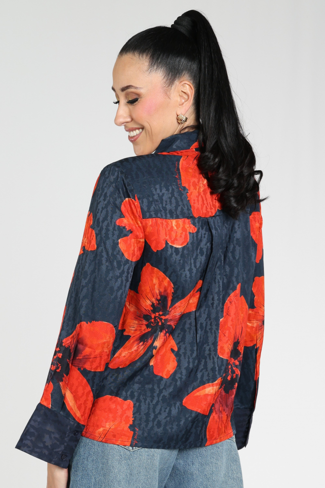 Pom Amsterdam SP9798 Alex Blouse lange mouw Blauw