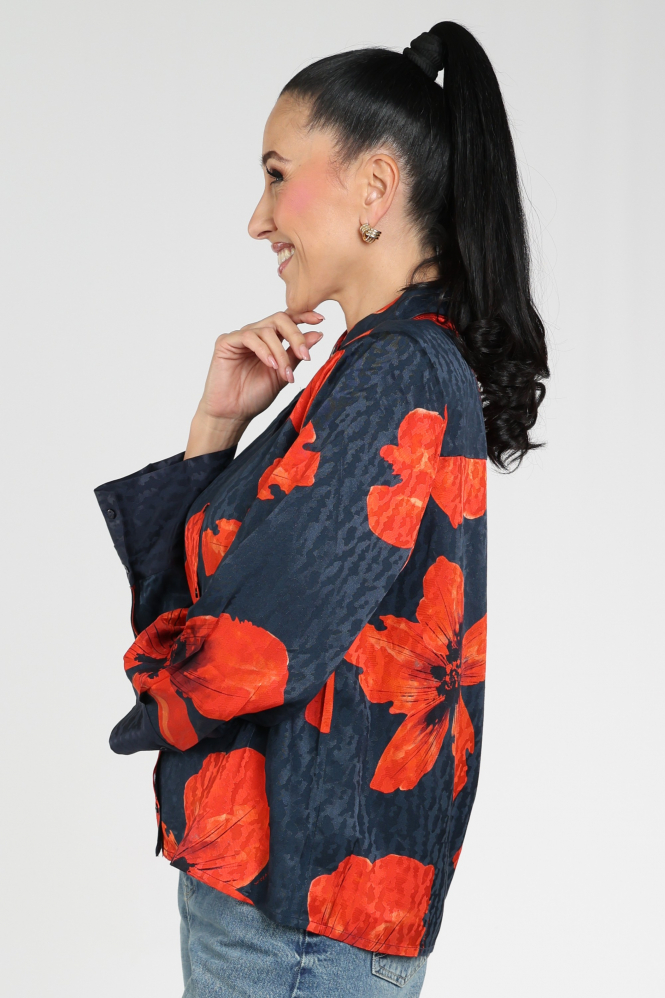 Pom Amsterdam SP9798 Alex Blouse lange mouw Blauw