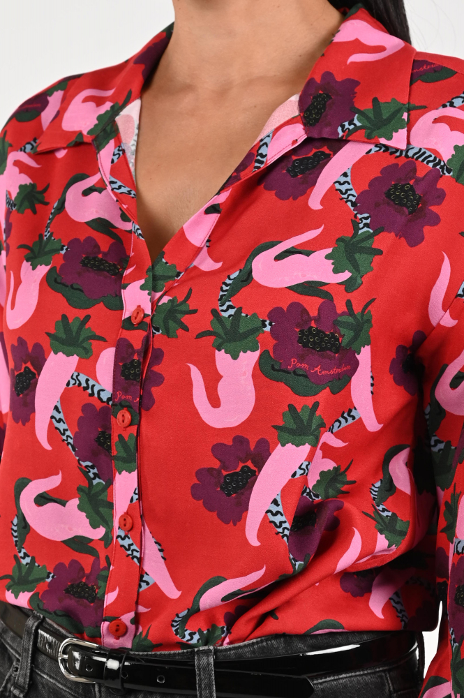 Pom Amsterdam SP9289 Blouse lange mouw Rood