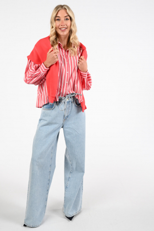 By-Bar sarah short strip Rood