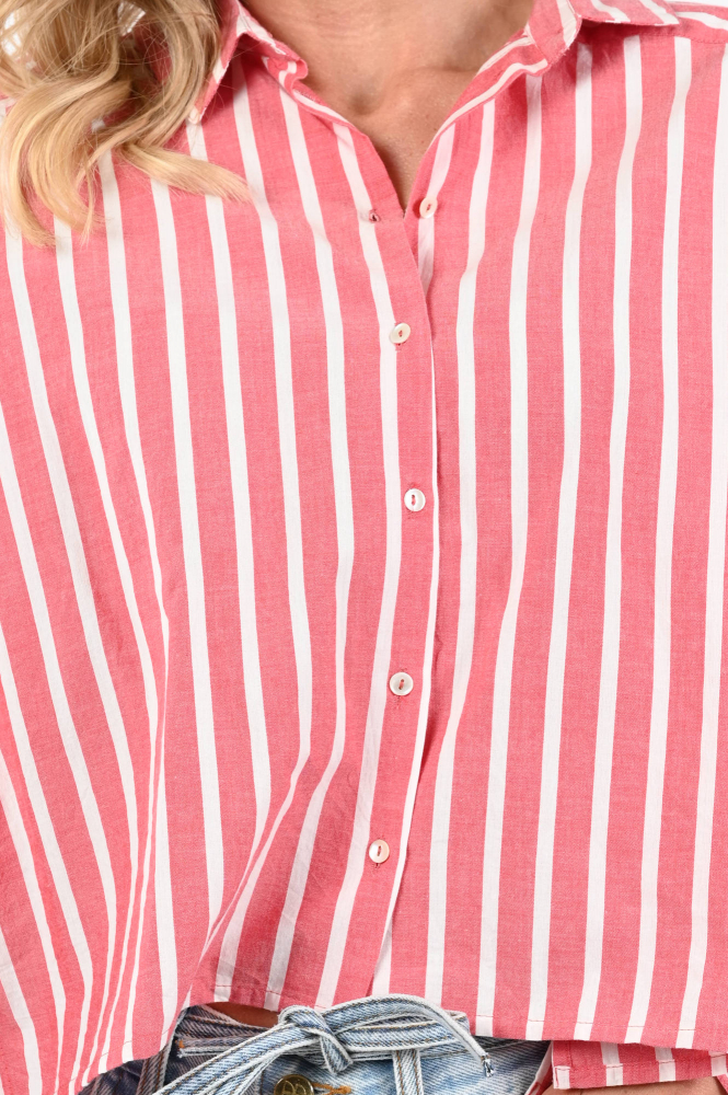 By-Bar sarah short strip Blouse lange mouw Rood