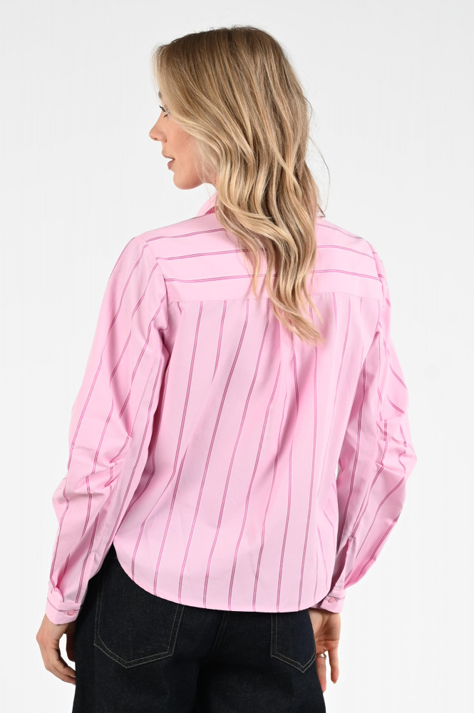 Co'couture Rosalina stripe Blouse lange mouw Roze