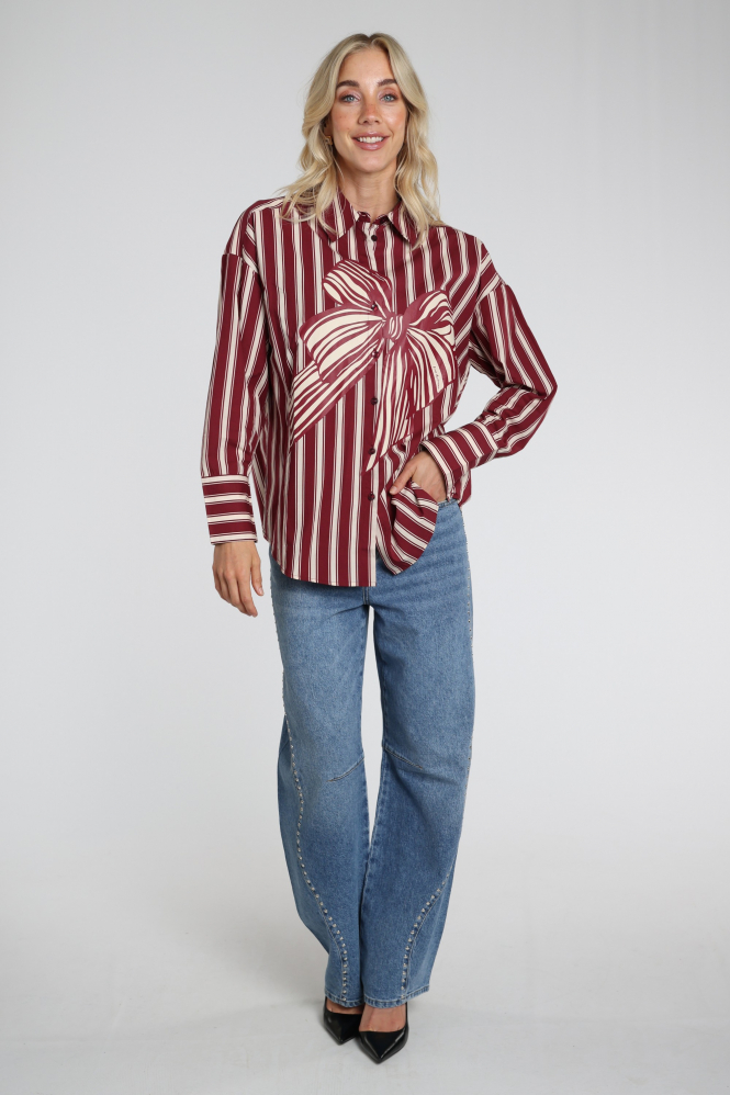 Pom Amsterdam SP9738 Beau Blouse lange mouw Rood